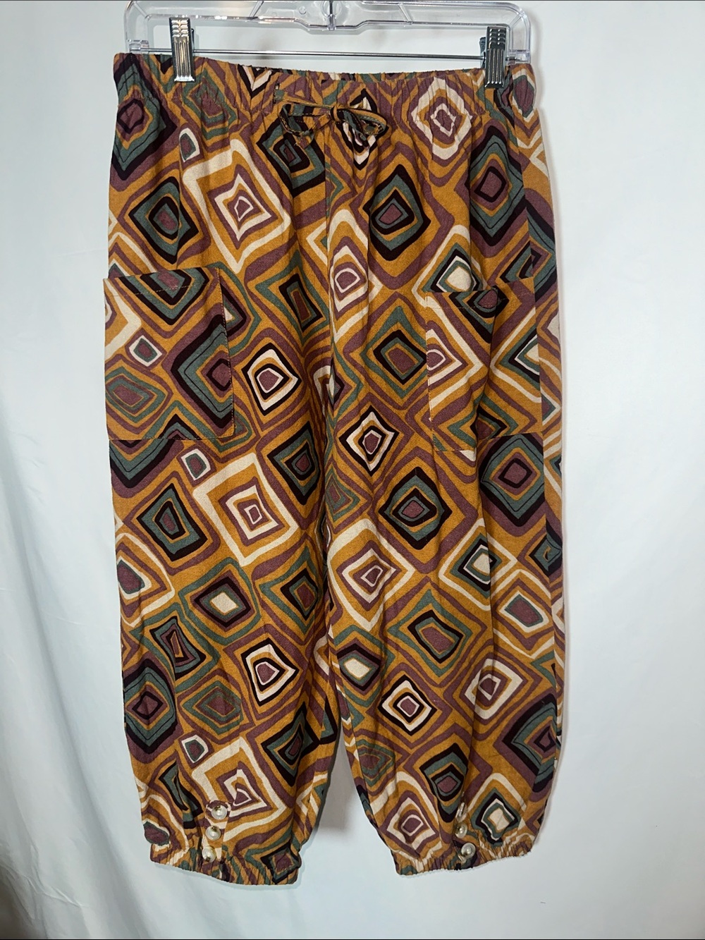 Source Unknown Geometric Print Capris - Multi Brown